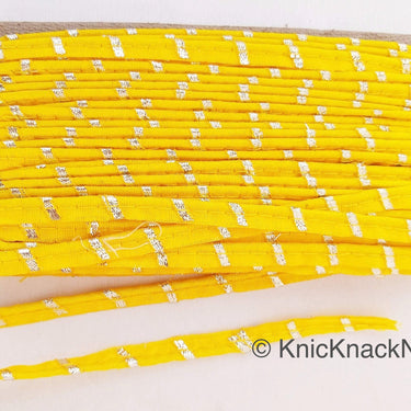 Yellow And Gold Stripes Piping Cord Trim, Approx. 8 mm wide, One Yard Trim